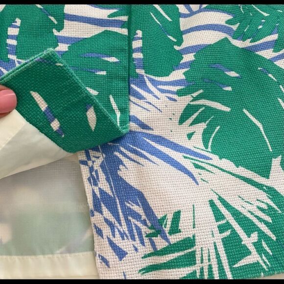 LOFT Blue Green Lined Cotton Tropical Print Mini Skirt Size 2 - Picture 5 of 11